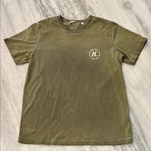 Helmut Lang Logo Sprayed Tshirt sz Medium in Birch Green / Charcoal